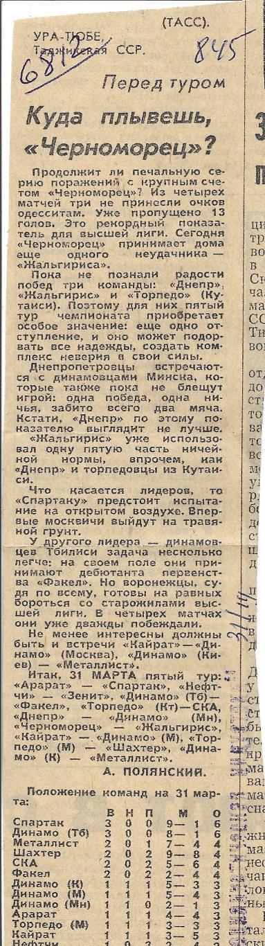 Обзор матчей высшей лиги._1985. _(6812)