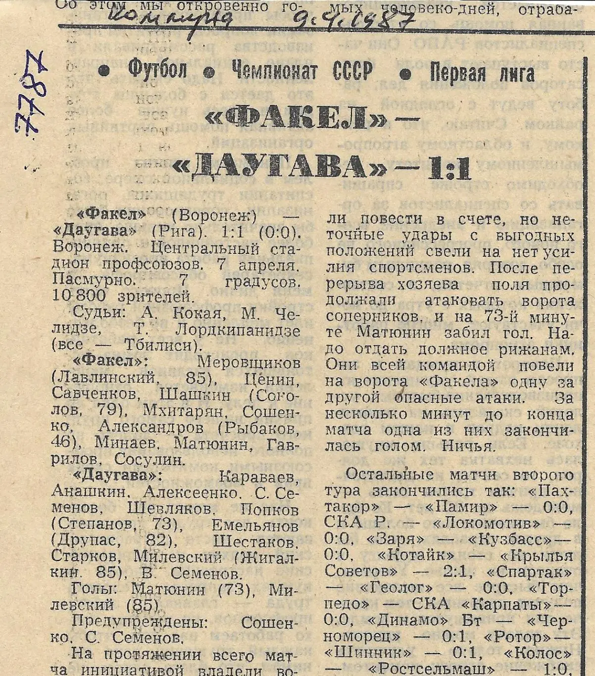 Обзор_матчей_воронежского ФАКЕЛА. _1987_(7787)
