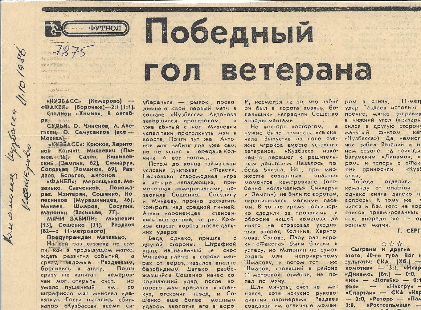 Обзор_матчей_воронежского ФАКЕЛА. _1986_(7875)