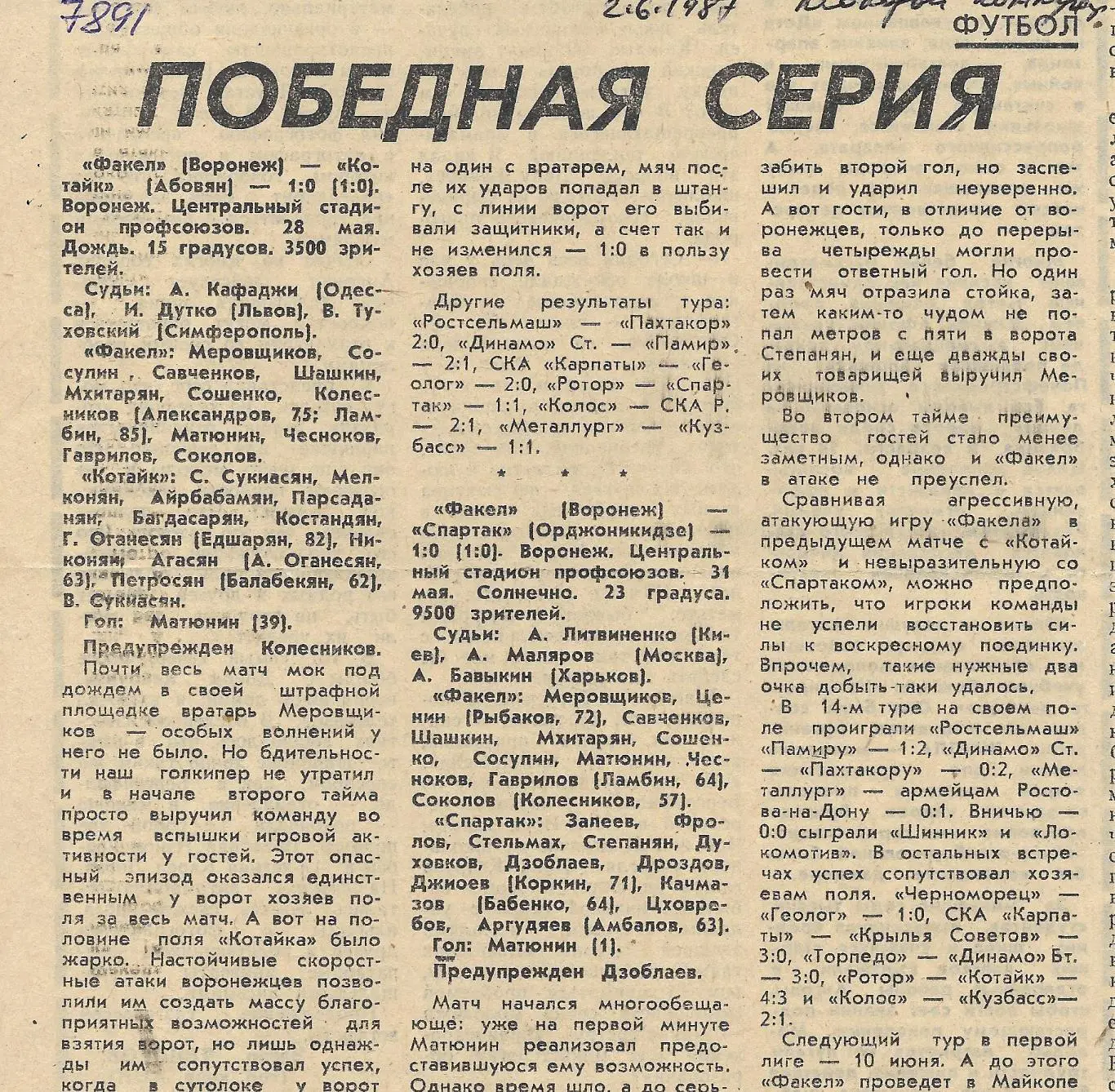 Обзор_матчей_воронежского ФАКЕЛА. _1987_(7891)