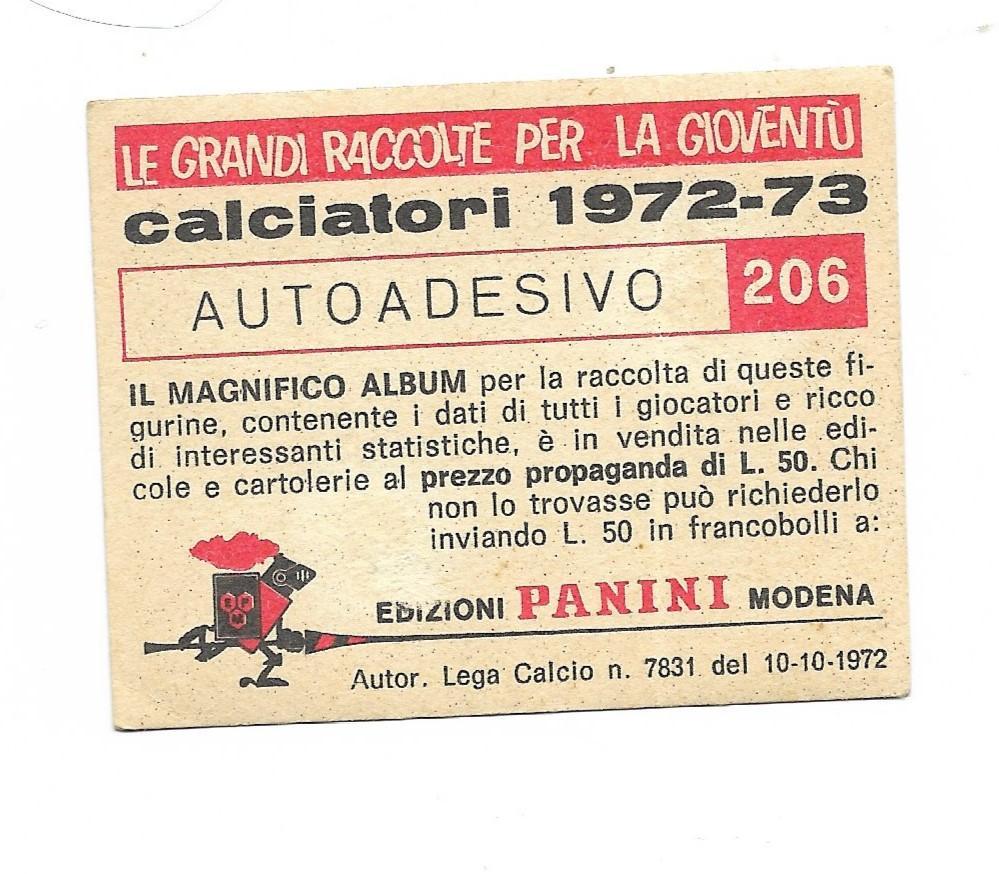 карточка_WILLIAM_VECCHI_Mila n_ (calciatori_1972-73)_# 206 1