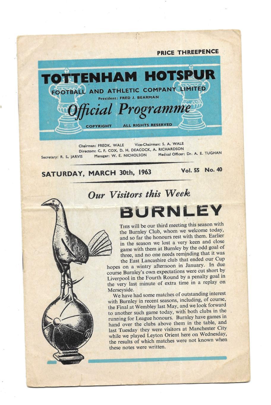 программа._Tottenham_Hotspur v Burnley _1963.30.03. _