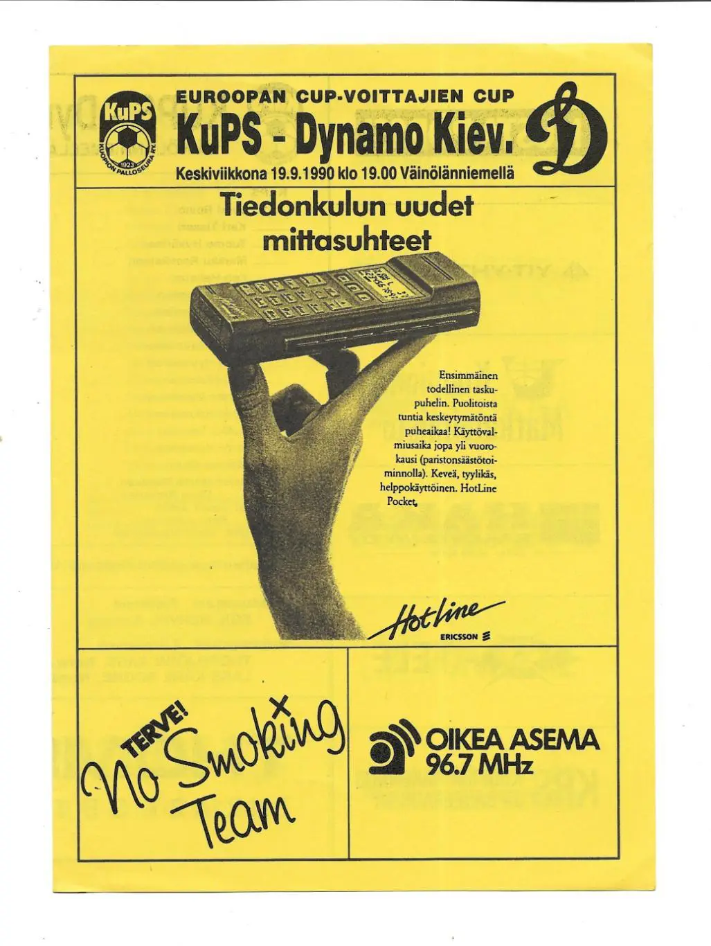 программа._KuPS Finland_v_Dynamo_Kiev_19.09. 1990_Europ._cup