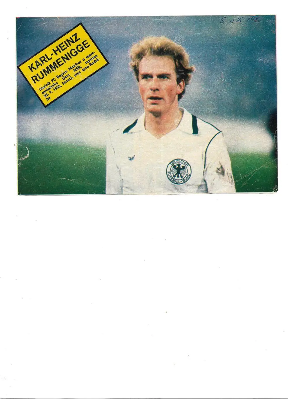 вырезка.. _Karl - Heinz_ RUMMENIGGE. _Германия. _1980_из_зарубежного_журнала