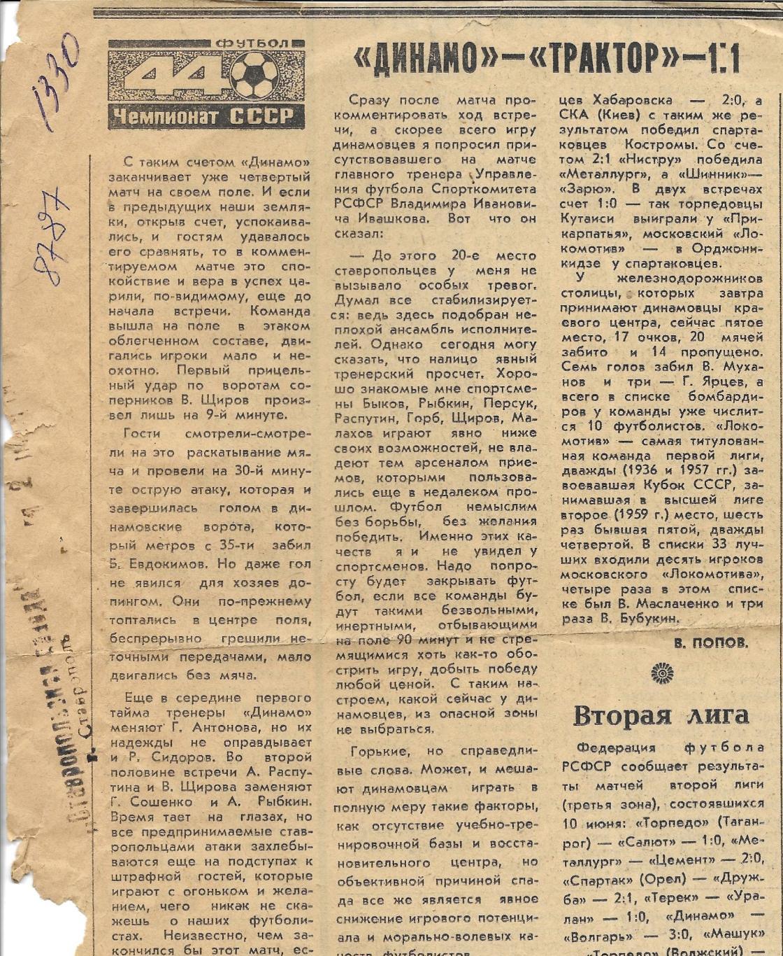 заметка_ Динамо - Трактор _1979_ (8787)