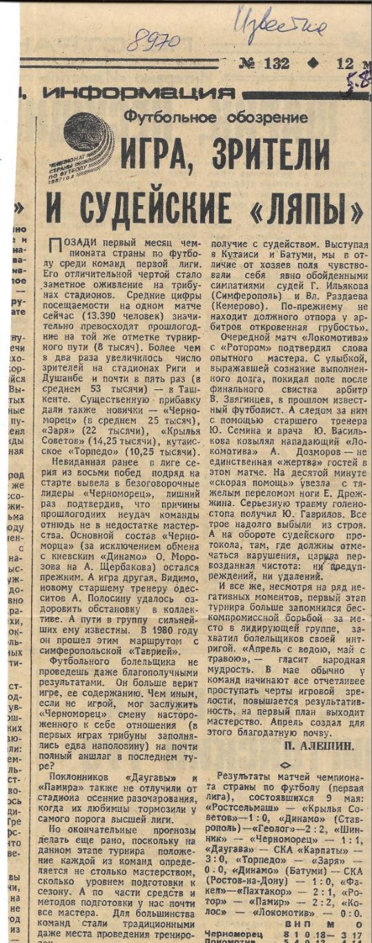 заметка_ Игра, _ зрители_ и_судейские _ляпы_Футбольное_обозрение_1987_ (8970)