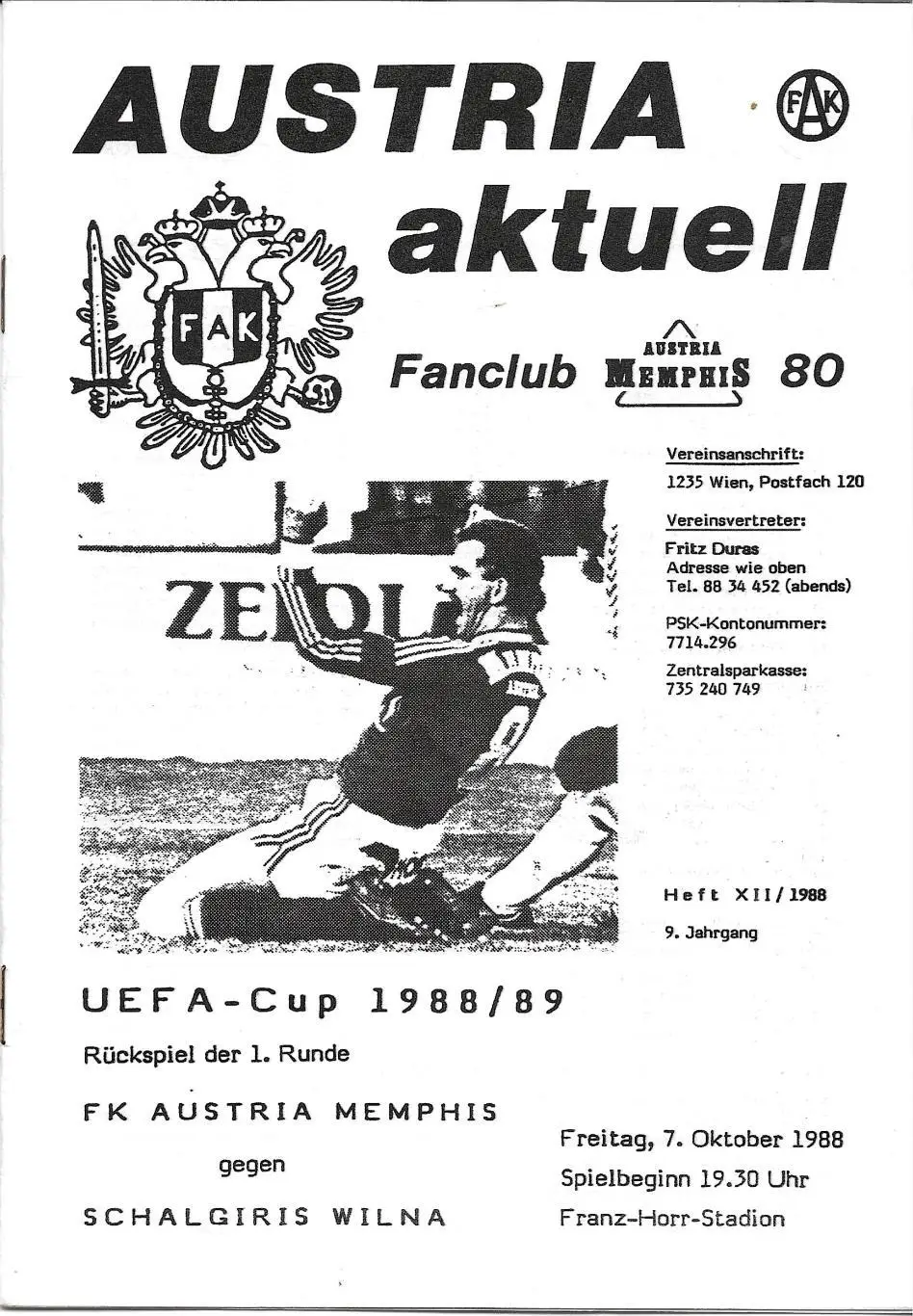 Austria- Memphis_v_Schalgiris _Vilna_ 07.10. 1988_ UEFA =original