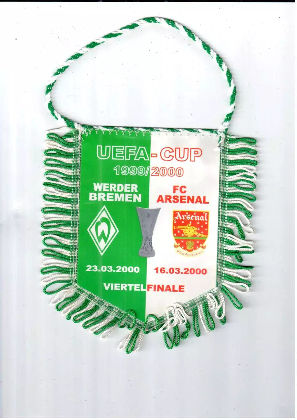 вымпел_ Вердер _Бремен - Арсенал _Лондон _2000 _К.УЕФА_двухсторонний