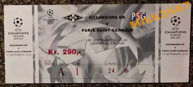 Rosenborg BK (Norway) - PSG (France). Лига Чемпионов УЕФА 2000/2001