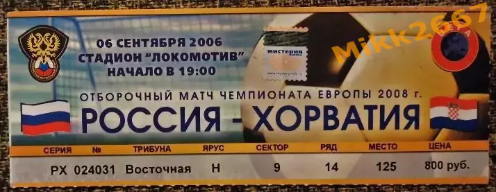 Россия - Хорватия. Отборочный матч ЧЕ-2008.