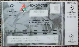 Локомотив Москва - Милан (Италия). Лига Чемпионов УЕФА 2002/2003