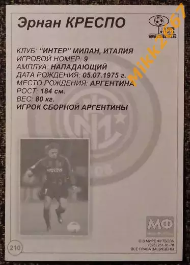 Hernan Crespo / Эрнан Креспо,В мире ФУТБОЛА- 210 1