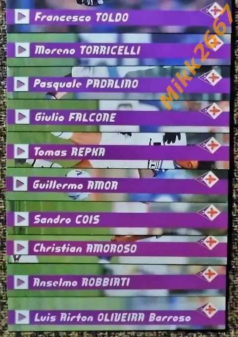 Карточки игроков Fiorentina. Коллекции DS Pianeta Calcio 1998-1999. 2