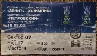 Зенит С-Петербург (Россия) - Марсель (Франция). Кубок УЕФА 2005/2006