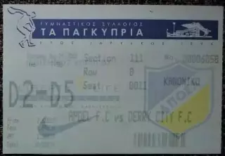 АПОЭЛ (Никосия,Кипр) - Дерри Сити (Ирландия). Кубок УЕФА 2003/2004