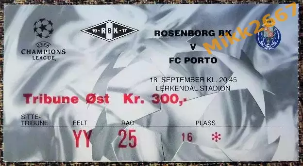 Rosenborg BK (Norway) - FC Porto (Portugal). Лига Чемпионов УЕФА 2001/2002