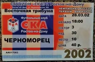 СКА Ростов-на-Дону - Черноморец Новороссийск - Чемпионат России 2002