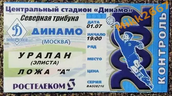 Динамо Москва - Уралан, Чемпионат России 2002