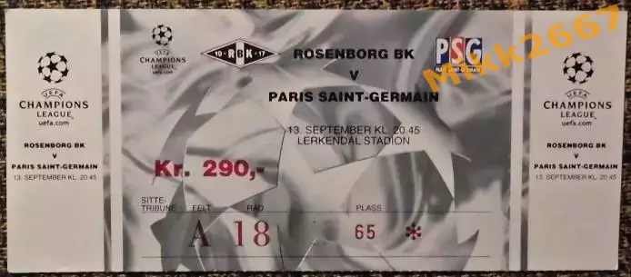 Rosenborg BK (Norway) - PSG (France). Лига Чемпионов УЕФА 2000/2001