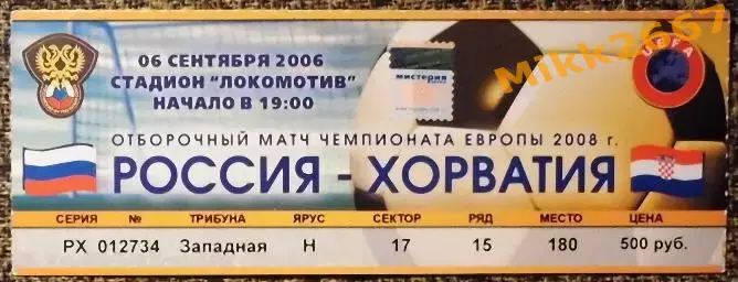 Россия - Хорватия. Отборочный матч ЧЕ-2008.