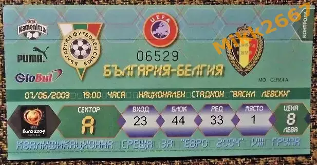 Болгария - Бельгия. Отборочный матч ЧЕ-2004.