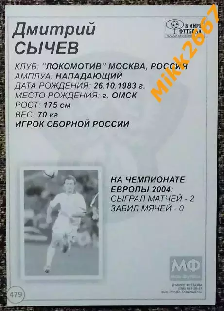 Дмитрий СЫЧЁВ,В мире ФУТБОЛА- 479 1