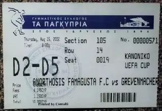 АНОРТОСИС (Фамагуста,Кипр) - ГРЕВЕНМАХЕР (Люксембург). Кубок УЕФА 2002/2003