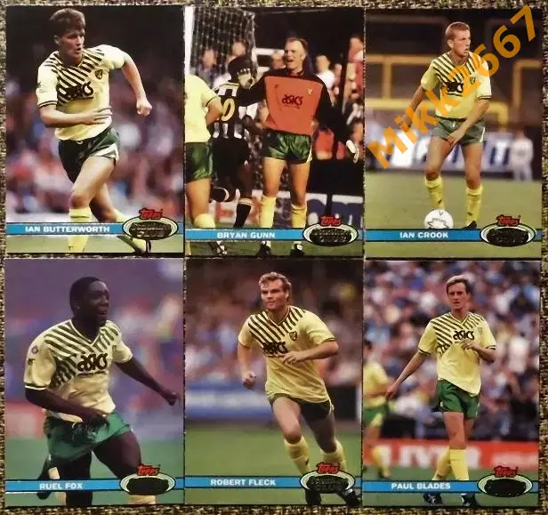 Norwich City. Коллекция TOPPS Stadium Club Английская Премьер-Лига 92-93
