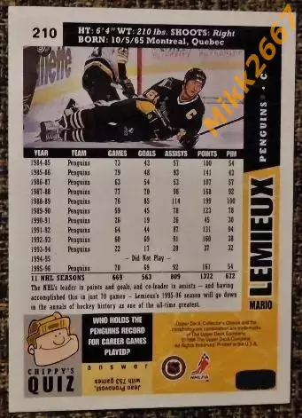 Mario LEMIEUX. Коллекция Collector's Choice NHL 1996-1997 1
