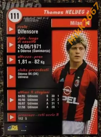Thomas HELVEG. Коллекция DS Pianeta Calcio 1998-1999 1
