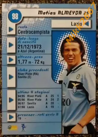Matias ALMEYDA. Коллекция DS Pianeta Calcio 1998-1999 1
