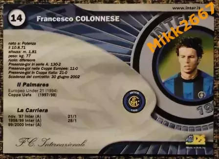 Francesco COLONNESE. Коллекция DS Интер 2000 1