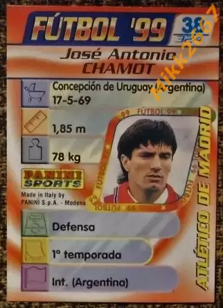Jose Antonio CHAMOT. Коллекция PANINI Futbol 1998-1999 1