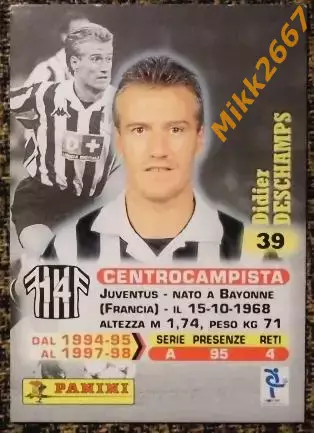 Didier DESCHAMPS. Коллекция Panini Calcio 99 Cards 1