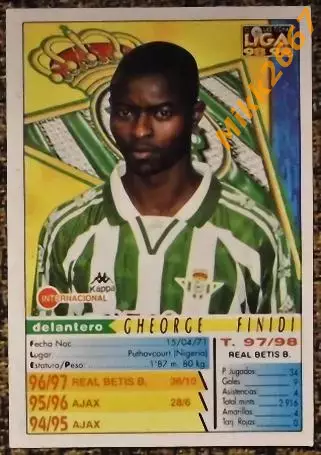 Gheorge FINIDI. Коллекция MUNDICROMO Испанская Лига 1998-1999 1