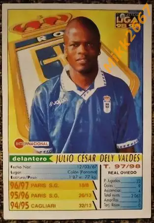 Julio Cesar DELY VALDES. Коллекция MUNDICROMO Испанская Лига 1998-1999 1