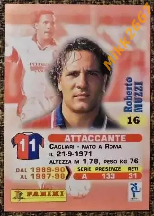 Roberto MUZZI. Коллекция Panini Calcio 99 Cards 1