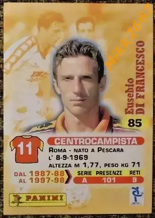 Eusebio DI FRANCESCO. Коллекция Panini Calcio 99 Cards 1