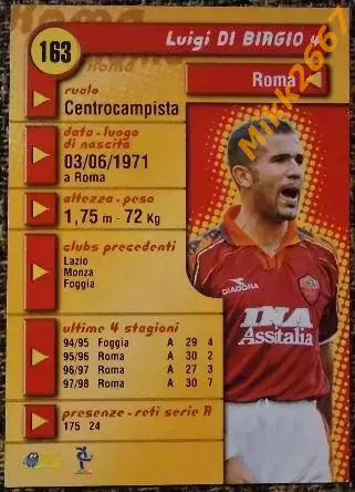 Luigi DI BIAGIO. Коллекция DS Pianeta Calcio 1998-1999 1