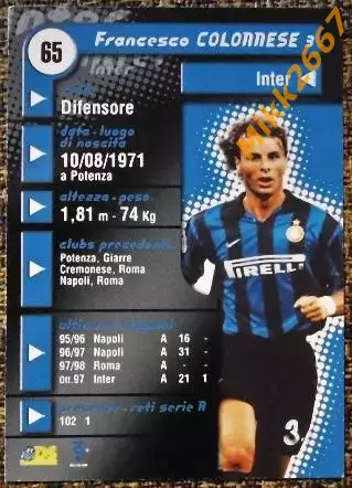 Francesco COLONNESE. Коллекция DS Pianeta Calcio 1998-1999 1