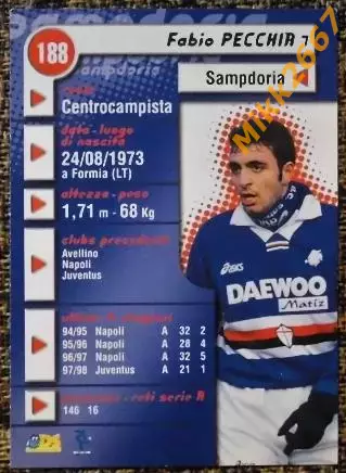 Fabio PECCHIA. Коллекция DS Pianeta Calcio 1998-1999 1