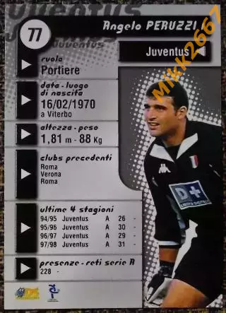 Angelo PERUZZI. Коллекция DS Pianeta Calcio 1998-1999 1