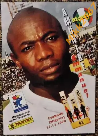 Emmanuel AMUNIKE. Коллекция PANINI Чемпионат Мира 1998 (коллекционные карточки) 1