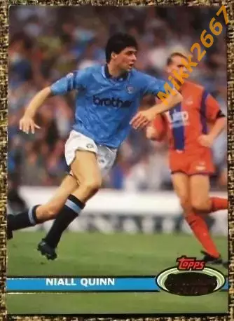 Niall QUINN. Коллекция TOPPS Stadium Club Английская Премьер-Лига 92-93