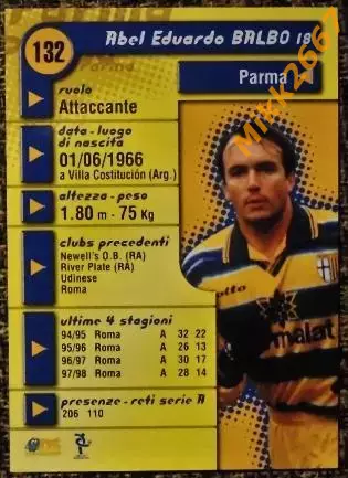 Abel Eduaro BALBO. Коллекция DS Pianeta Calcio 1998-1999 1