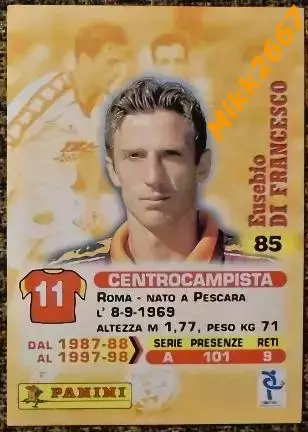 Eusebio DI FRANCESCO. Коллекция Panini Calcio 99 Cards 1