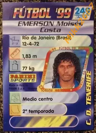 EMERSON Moise Costa. Коллекция PANINI Futbol 1998-1999 1