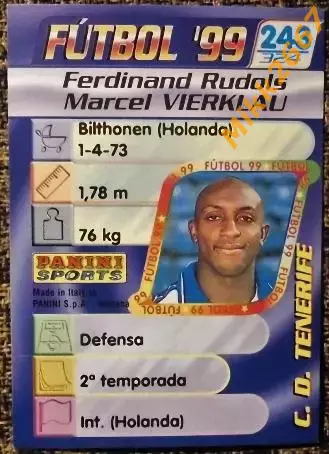 Ferdinand Rudols Marcel VIERKLAU. Коллекция PANINI Futbol 1998-1999 1