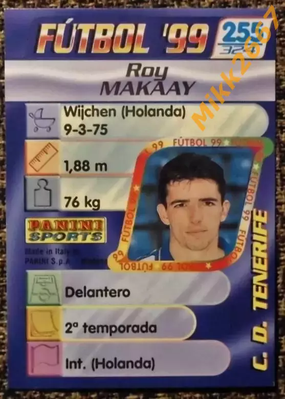 Roy MAKAAY. Коллекция PANINI Futbol 1998-1999 1