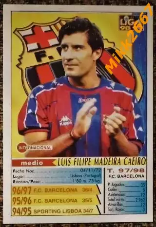 Luis FIGO. Коллекция MUNDICROMO Испанская Лига 1998-1999 1